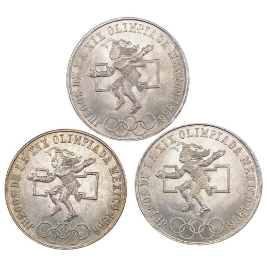 [3]1968 Mexico Silver 25 Pesos Olympics GEM BU