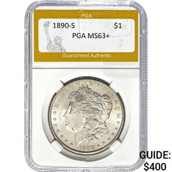 1890-S Morgan Silver Dollar PGA MS63+