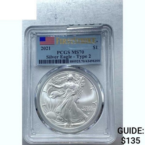 2021 Silver Eagle Type 2 PCGS MS70