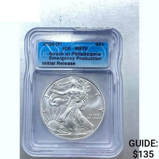 2020 (P) Silver Eagle ICG MS70
