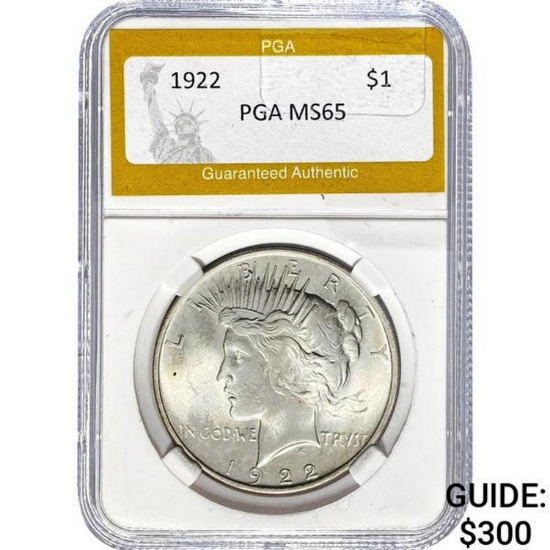 1922 Peace Dollar PGA MS65