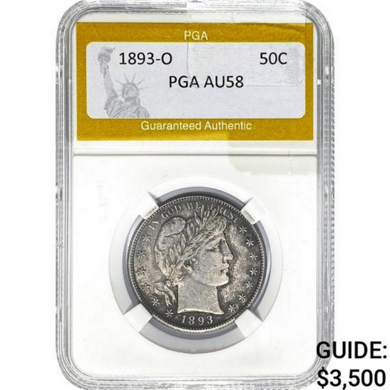 1893-O Barber Half Dollar PGA AU58