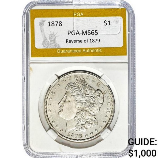 1878 Rev 79 Morgan Silver Dollar PGA MS65