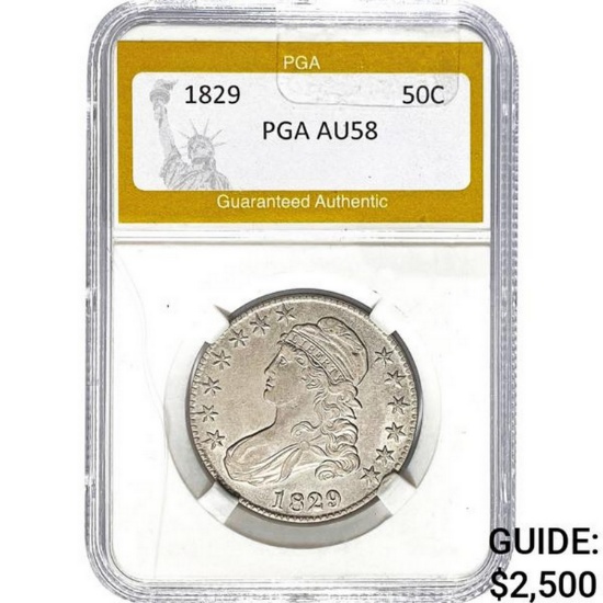 1829 Capped Bust Half Dollar PGA AU58