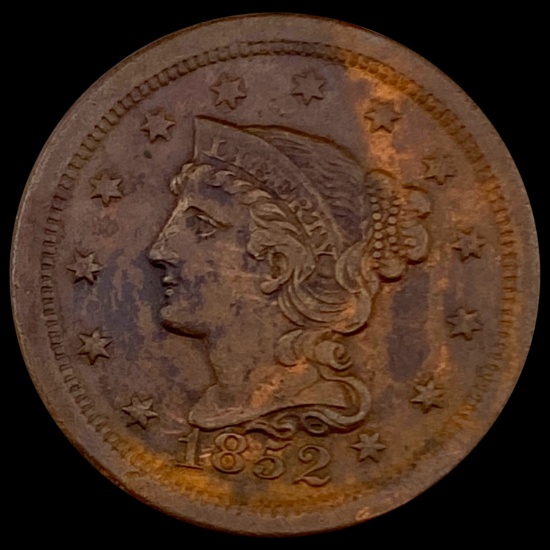 1852 Braided Hair Large Cent CLOSELY UNCIRCULATED CLOSELY UNCIRCULATED