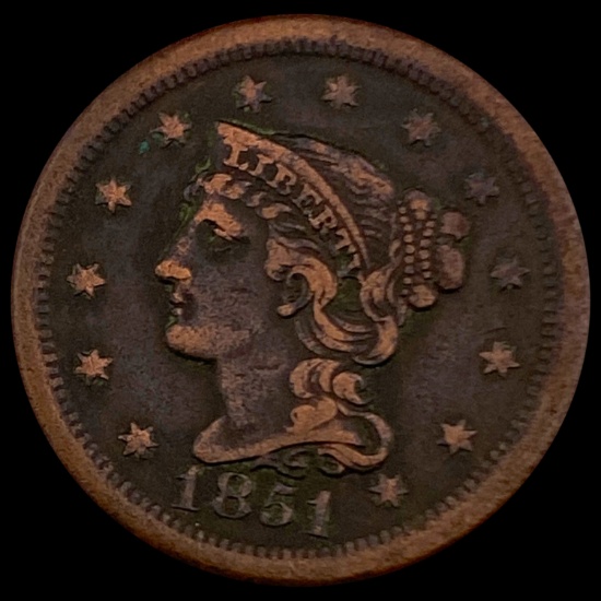 1851 Braided Hair Large Cent CLOSELY UNCIRCULATED CLOSELY UNCIRCULATED