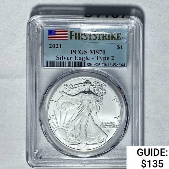 2021 Silver Eagle Type 2 PCGS MS70