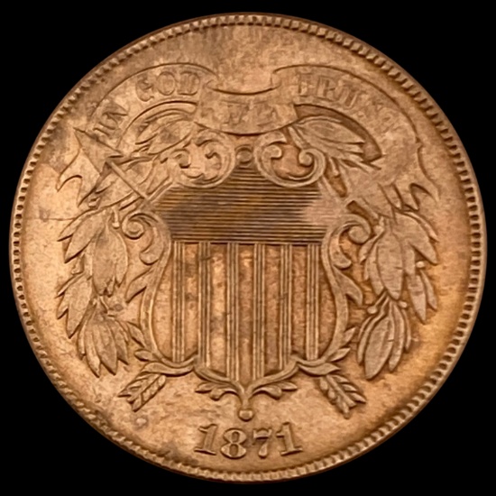 1871 Two-Cent Piece CHOICE AU