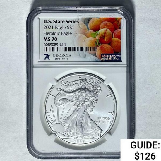 2021 Eagle S$1 NGC MS 70 SILVER