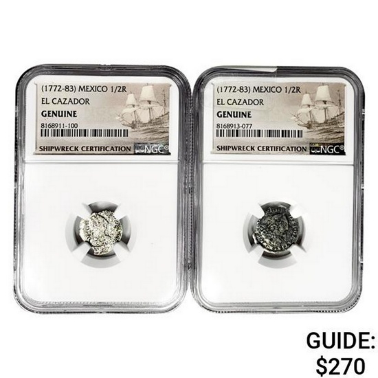 1772-1783 AD [2] El Cazador Silver 1/2 Reales NGC