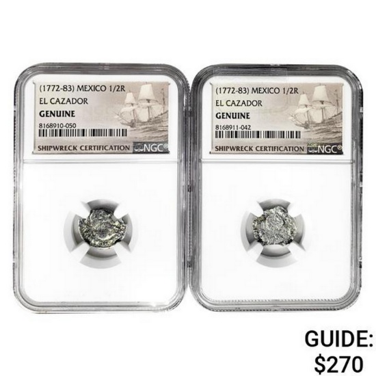1772-1783 AD [2] El Cazador Silver 1/2 Reales NGC