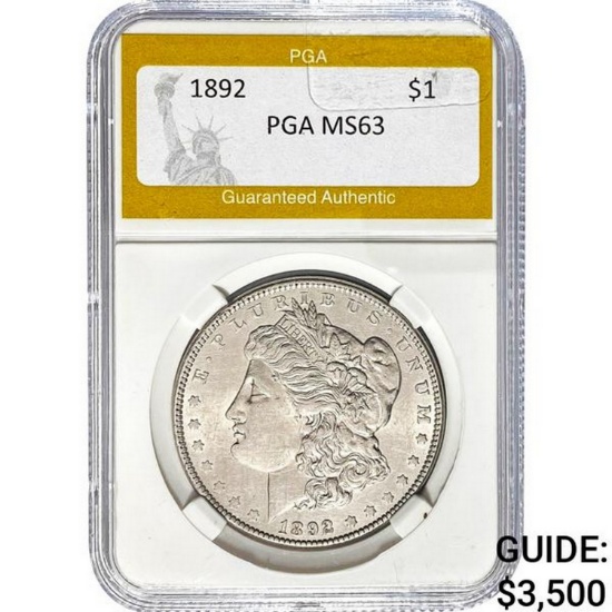 1892 Morgan Silver Dollar PGA MS63