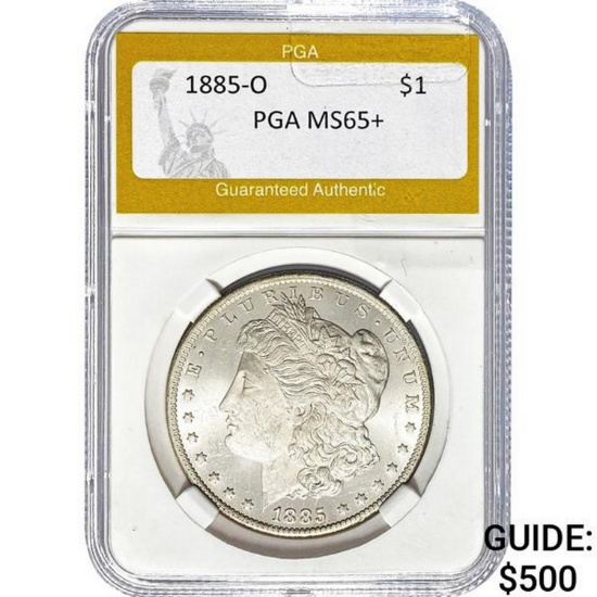 1885-O Morgan Silver Dollar PGA MS65+