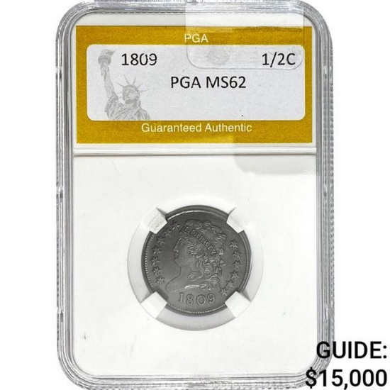 1809 Half Cent PGA MS62