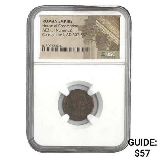 Roman Constantine I, AD 307-337 AE3 BI Nummus NGC