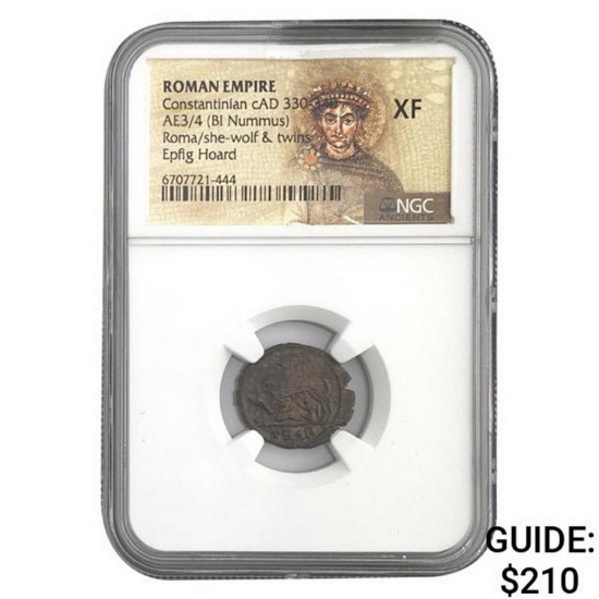 Roman Constantinian, AD 330-340 AE3/4 BI Nummus NGC