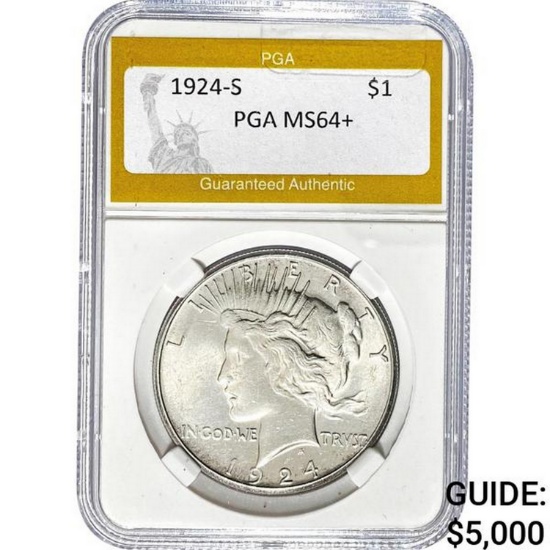 1924-S Peace Dollar PGA MS64+