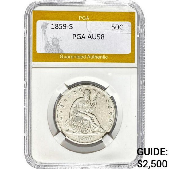 1859-S Seated Liberty Half Dollar PGA AU