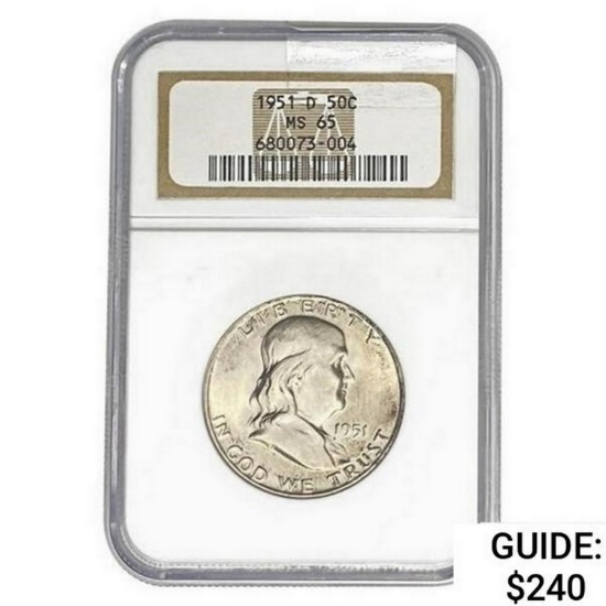 1951-D Franklin Half Dollar NGC MS65