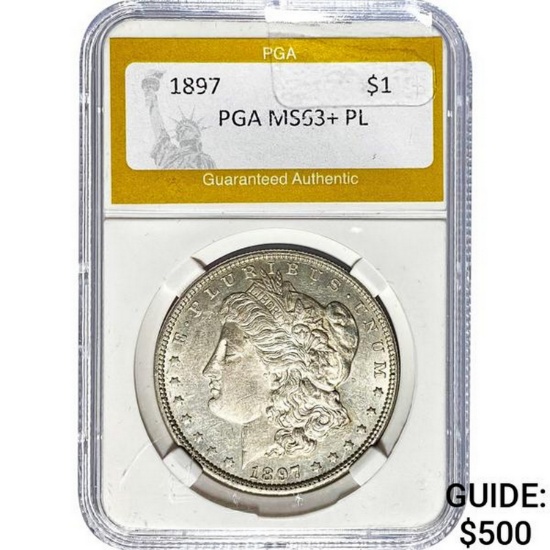 1897 Morgan Silver Dollar PGA MS53+ PL