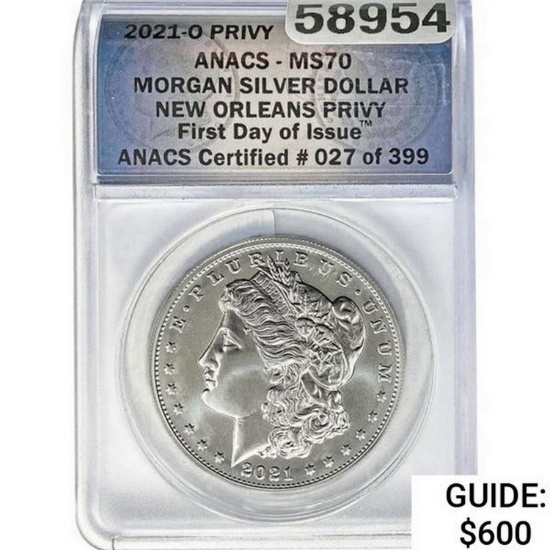 2021-O Morgan Silver Dollar ANACS MS70