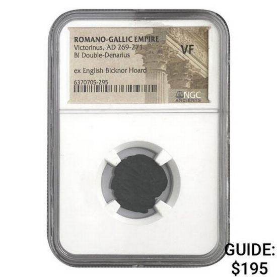 Romano Gallic Vicrorinus, AD 269-271 BI DBL Denarius NGC