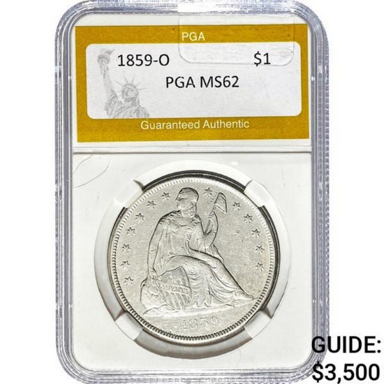 1859-O Seated Liberty Dollar PGA MS62
