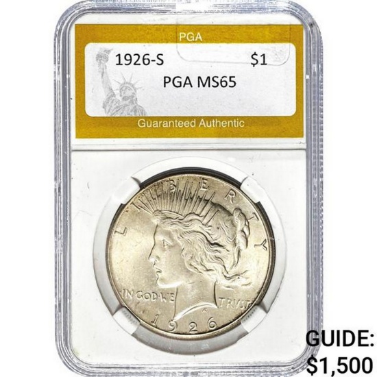1926-S Peace Dollar PGA MS65