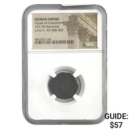 Roman Julian II, AD 360-363 AE3 BI Nummus NGC
