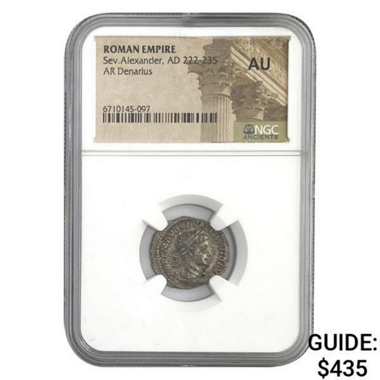 Roman Sev. Alexander, AD 222-235 Silver Denarius NGC AU