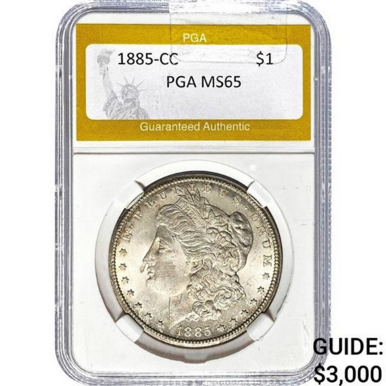 1885-CC Morgan Silver Dollar PGA MS65