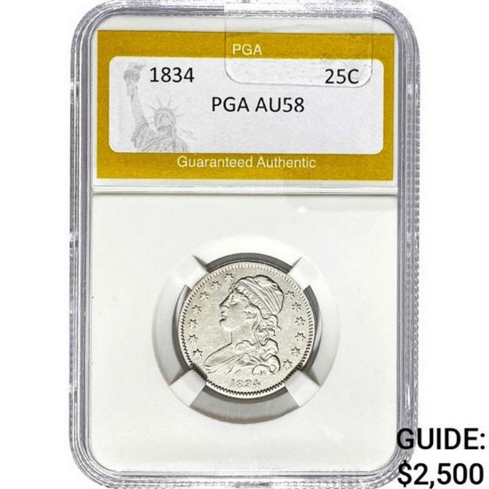 1834 Capped Bust Quarter PGA AU58