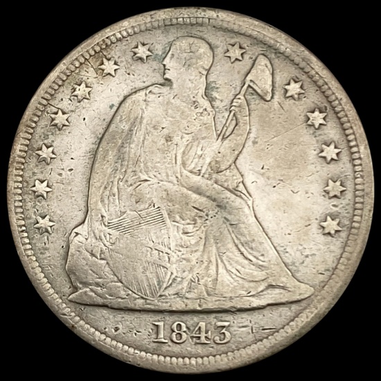 1843 Seated Liberty Dollar NEARLY UNCIRCULATED