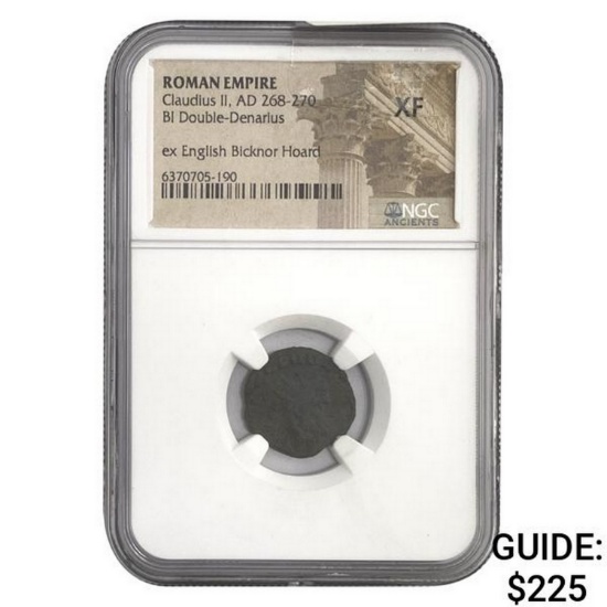 Roman Claudius II, AD 268-270 BI DBL Denarius NGC XF