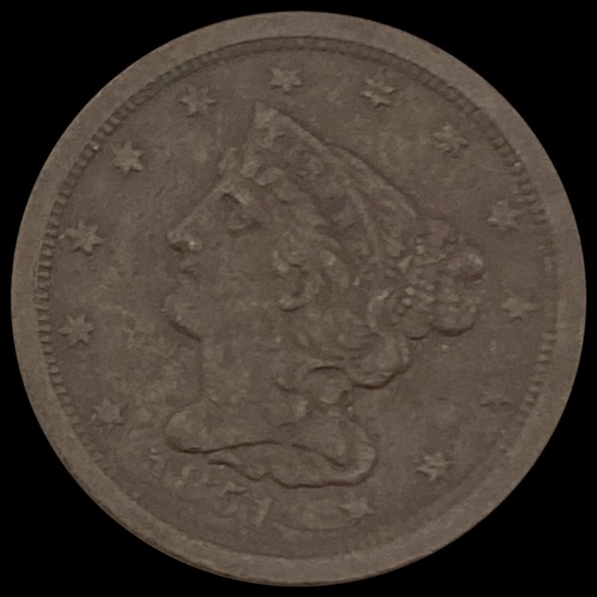 1851 Braided Hair Half Cent CLOSELY UNCIRCULATED CLOSELY UNCIRCULATED