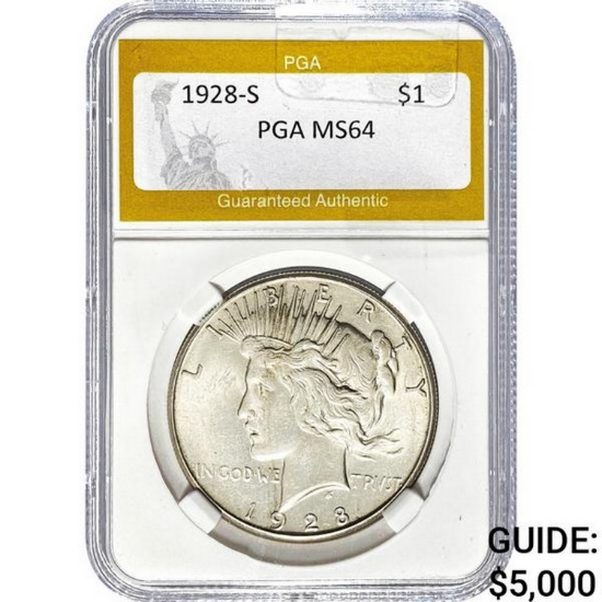 1928-S Peace Dollar PGA MS64
