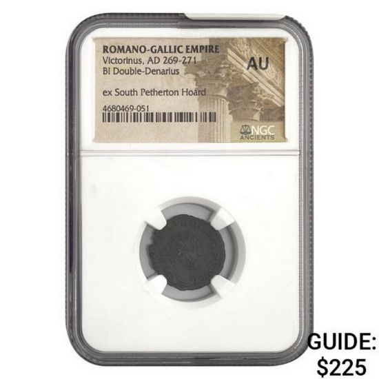 Romano Gallic Victorius, AD 269-271 BI DBL Denarius NGC AU