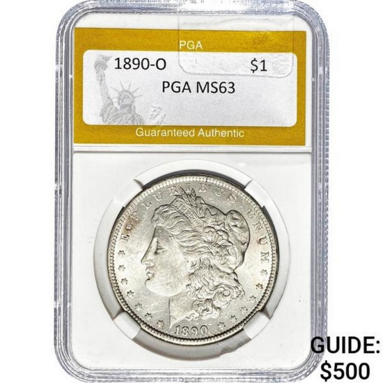 1890-O Morgan Silver Dollar PGA MS63