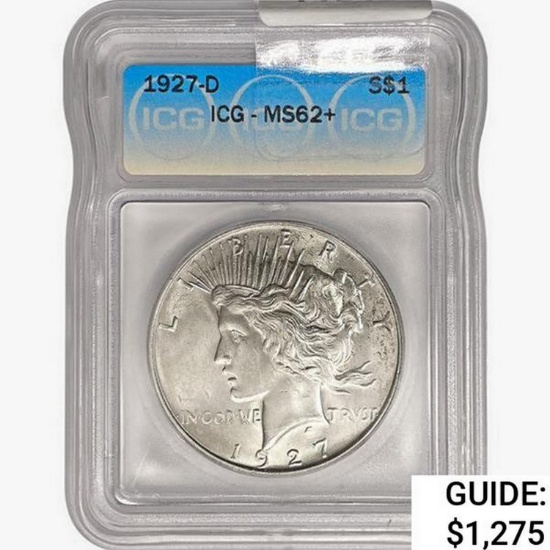 1927-D Silver Peace Dollar ICG MS62+