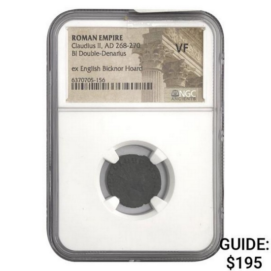 Roman Claudius II, AD 268-270 BI DBL Denarius NGC VF
