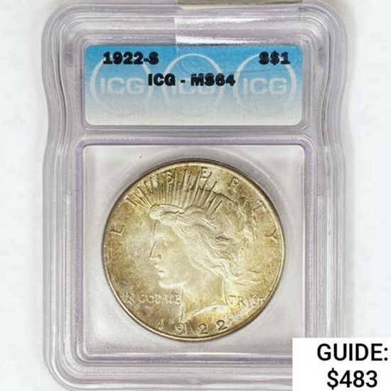 1922-S Silver Peace Dollar ICG MS64