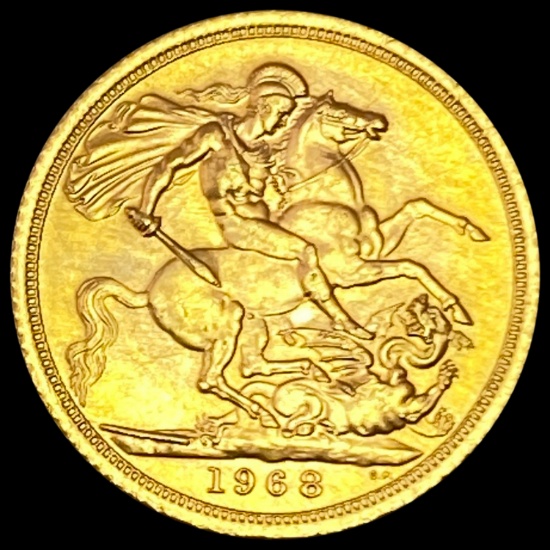 1968 UK Gold Sovereign AGW.2355oz GEM BU