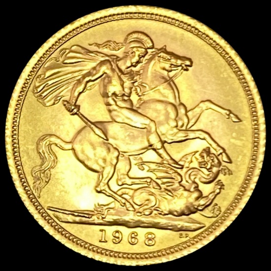 1968 UK Gold Sovereign AGW.2355oz GEM BU