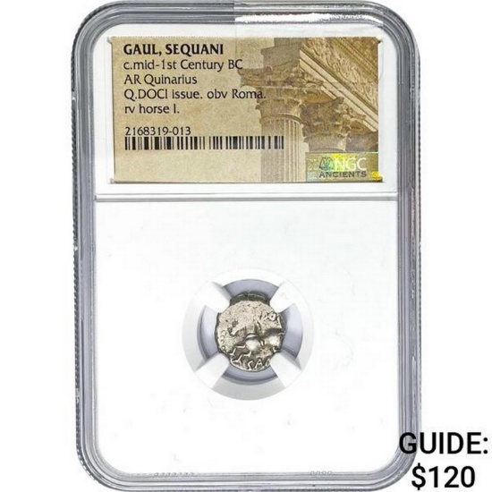 Gaul, Sequani c.mid 1st Century BC Silver Quinarius NGC