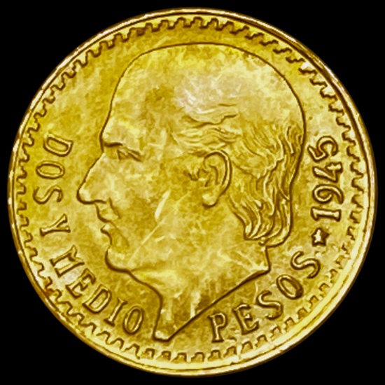 1945 2.5 Pesos Mexico Gold Coin .0603oz AGW UNCIRCULATED