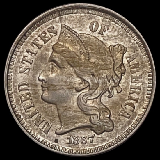 1867 Nickel Three Cent CLOSELY UNCIRCULATED