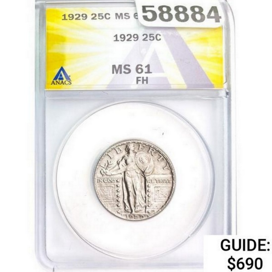 1929 Standing Liberty Quarter ANACS MS61 FH