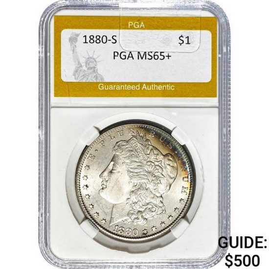 1880-S Morgan Silver Dollar PGA MS65+
