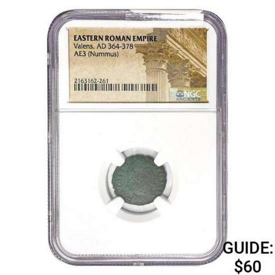 East Roman Valens, AD 364-378 AE3 Nummus NGC