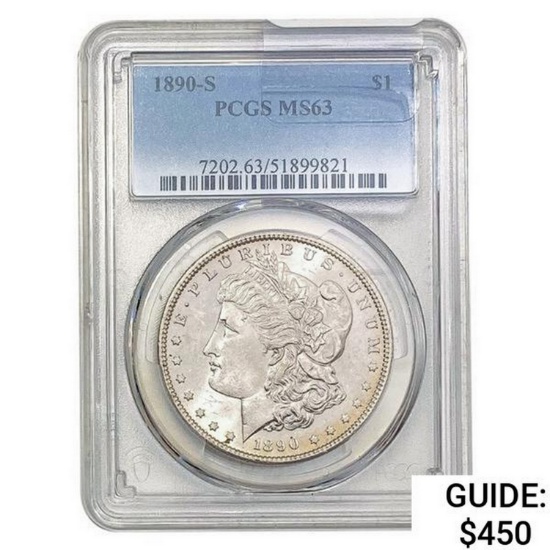 1890-S Morgan Silver Dollar PCGS MS63